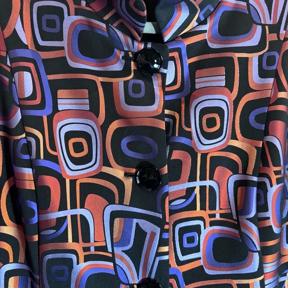 JOSEPH RIBKOFF Sz 16 (estimated) Geometric Patterned Blazer Jacket Sheen - Picture 4 of 7